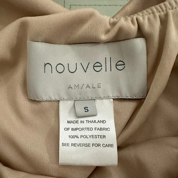 NOUVELLE AMSALE Ethereal Dress Sz S  elegant occasions rose gold halter Tall - Picture 4 of 7